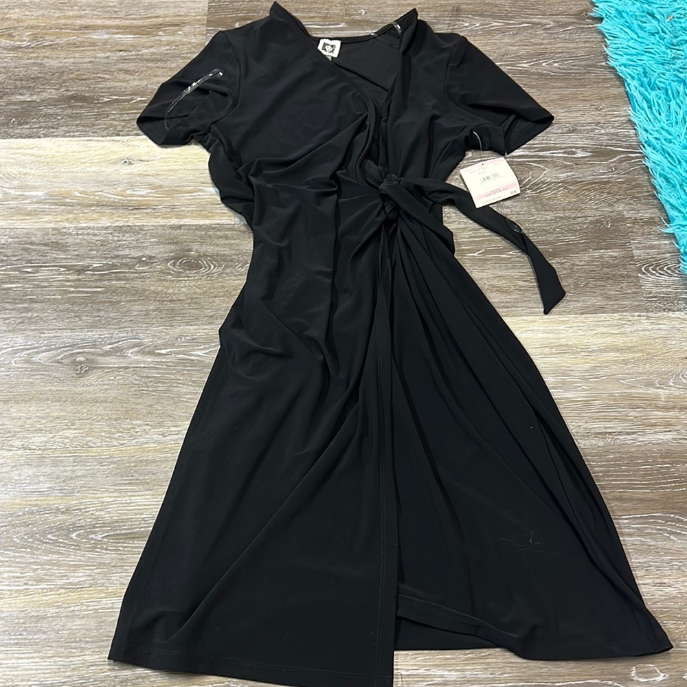 Anne Klein Black faux wrap dress (size 10)